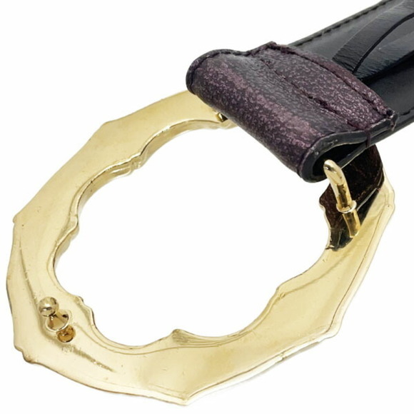 Gucci Women's Metallic Purple Leather Belt with Bamboo Buckle, Size 136078, A...